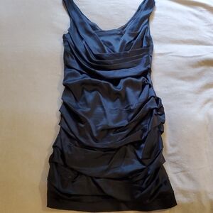 Black Silk Dress with side gathered details